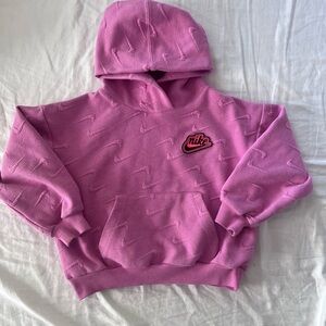 Nike Pink Embossed Swoosh Pullover Hoodie